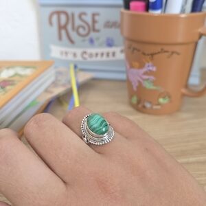 Malachite sterling silver ring, size 8